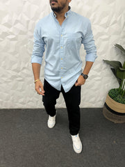Oxford lycra solid shirt (Sky-blue)
